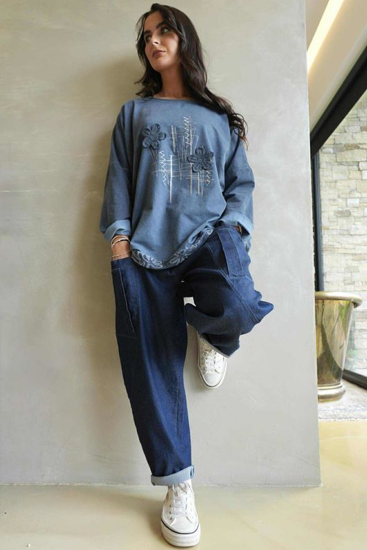 Original Hippie Sweatsshirt Vintage Wash Denim